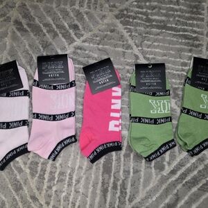 PINK Victoria's Secret Women's Ankle Socks in Pink and Green